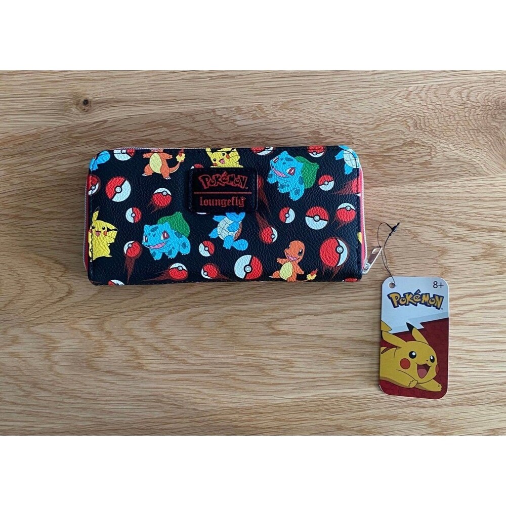 Loungefly Pokemon Pokeball Charmander squirtle Pikachu Zipper Wallet NEW